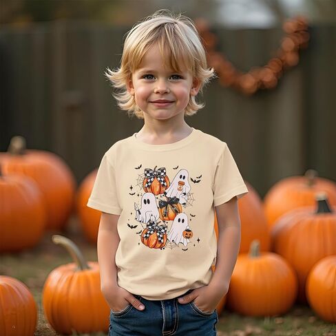 قمصان CM C & M Wodro Halloween For Girls Boys Funny Pumpkin Third T-Shirt Kids Spooky Season Crewneck Short Sleeve Tops in Saudi Arabia