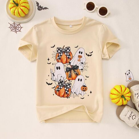 قمصان CM C & M Wodro Halloween For Girls Boys Funny Pumpkin Third T-Shirt Kids Spooky Season Crewneck Short Sleeve Tops in Saudi Arabia