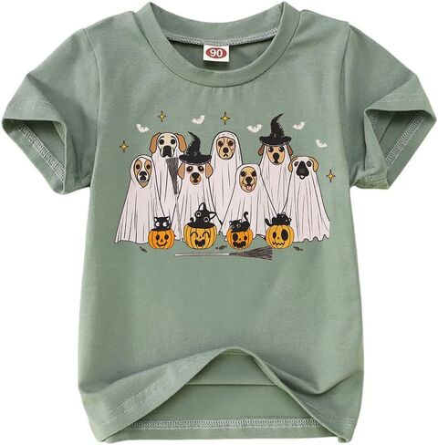 طفل عيد الهالوين الكلب الكلب تشيروت بويت فتى هزلي اليقطين قرع القميص القميص spooky موسم تي شيرت قمم الاطفال in Kuwait
