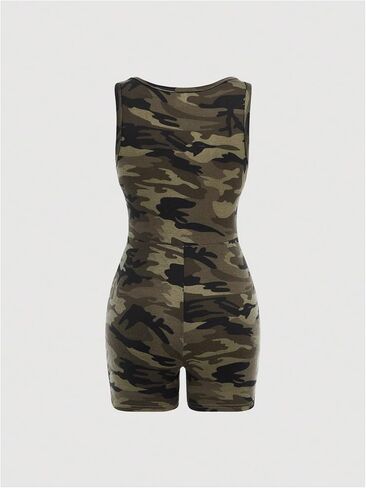 Wdirara Girl's Camo Square Devan Tank Romper Slickny Shorts Bhemsuits in Saudi Arabia