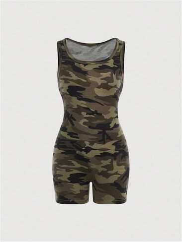 Wdirara Girl's Camo Square Devan Tank Romper Slickny Shorts Bhemsuits in Saudi Arabia