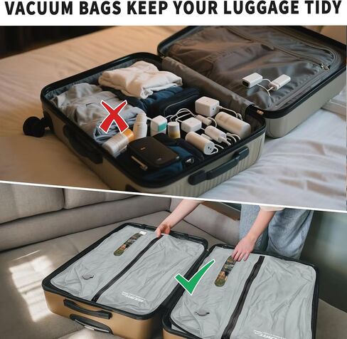 Reusable Vacuum Bags for Travel With Pump,Professional Waterproof IPX8 Vacuum Compression Bag for Suitcases Backpack,Space Saver Bags Packing Organizers for Clothing Packing(2PACK+PUMP) in Saudi Arabia