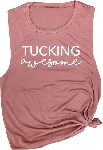 Tucking Awesome Women's Workout Muscle Tee - Sleeveless Active Wear, Funny Gym Top & Yoga Tank, Comfortable Workout Tank Top in Saudi Arabia