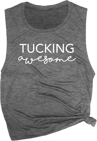 Tucking Awesome Women's Workout Muscle Tee - Sleeveless Active Wear, Funny Gym Top & Yoga Tank, Comfortable Workout Tank Top in Saudi Arabia