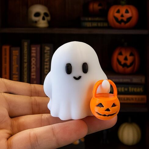 Halloween Ghost Statue Cute Spooky Figurines Desk Ornament Decorations Cartoon Mini Spooky Halloween Unique Cat Ghost Figurines for Festive Home and Office Desktop Decor Display Ornaments in Saudi Arabia