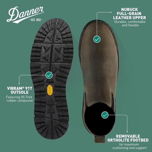 Danner Tramline Chelsea 917 Gore-Tex Men's Boots-جلد كامل الحبوب ، مقاوم للماء ، متعدد الاستخدامات للمدينة والمغامرة in Saudi Arabia