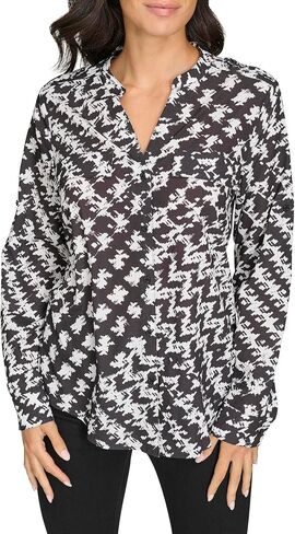 Calvin Klein Womens Printed Long Sleeve Blouse in Saudi Arabia