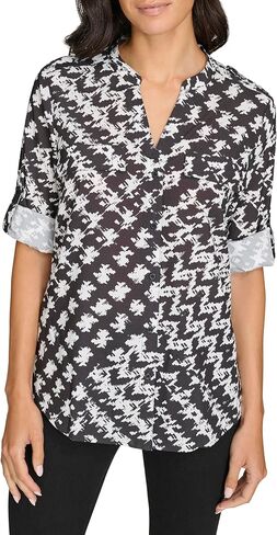 Calvin Klein Womens Printed Long Sleeve Blouse in Saudi Arabia