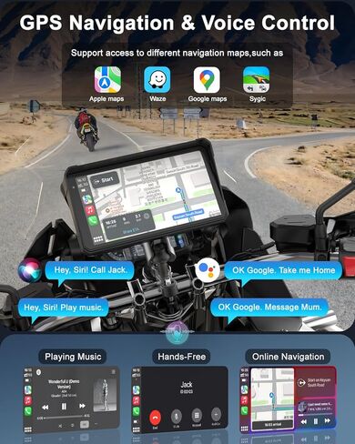 Carplay 60 هرتز دراجة نارية مع 6 "IPS 1440 * 720 شاشة تعمل باللمس ، نظام الملاحة اللاسلكي المحمول/Android Auto GPS للدراجات النارية ، الدعم Bluetooth ، Siri ، Google Assistant ، IP68 مقاوم للماء in Saudi Arabia