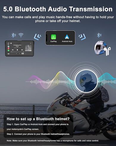 Carplay 60 هرتز دراجة نارية مع 6 "IPS 1440 * 720 شاشة تعمل باللمس ، نظام الملاحة اللاسلكي المحمول/Android Auto GPS للدراجات النارية ، الدعم Bluetooth ، Siri ، Google Assistant ، IP68 مقاوم للماء in Saudi Arabia