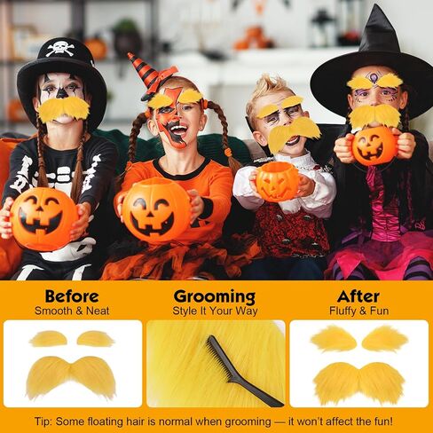 الشارب الصفراء والحواجب - لحية مزيفة كبيرة من اللحية المزيفة ، ملحقات أزياء Cosplay Halloween ، ملابس للبالغين in Kuwait
