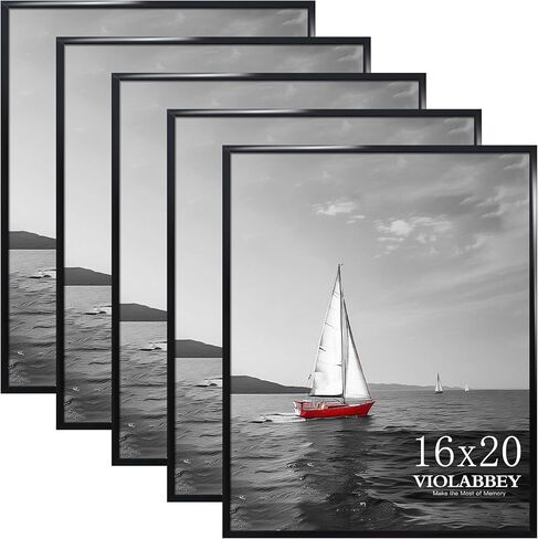 مجموعة إطار ملصق Vilabbey 16x24 من 5 ، 16x24 إطار أسود للتصاعد على الحائط رأسياً أو أفقياً ، إطار صورة معرض الجدار in Kuwait