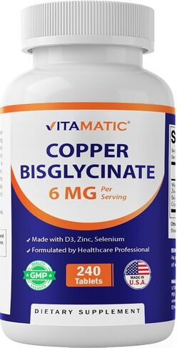 النحاس الفيتاني bisglycinate 6 ملغ مصنوع من فيتامين D3 2000 IU ، الزنك 50mg ، السيلينيوم 50mcg - 240 قرصًا - غير محدٍ وخالي من الغلوتين in Saudi Arabia