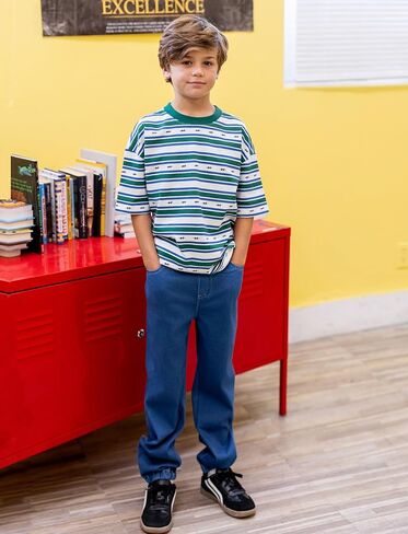 PATPAT Boys Jeans Size 4-14 Years Relaxed Fit Jogger Jeans with Pockets Ultra Stretchy Sweatpant in Kuwait