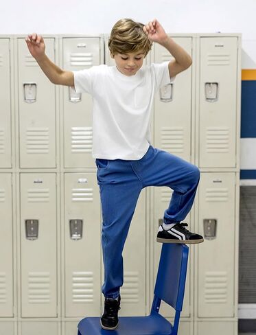 PATPAT Boys Jeans Size 4-14 Years Relaxed Fit Jogger Jeans with Pockets Ultra Stretchy Sweatpant in Kuwait