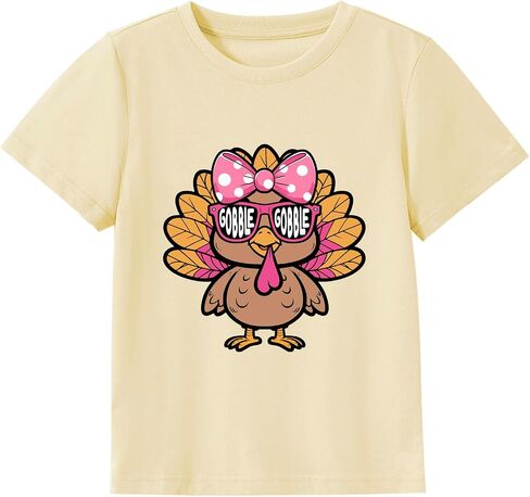 Thanksgiving Shirt for Boys Toddler Kids Funny Turkey Gobble Outfits Pumpkin Season Fall T-Shirt Tee 2-7 Years in Kuwait