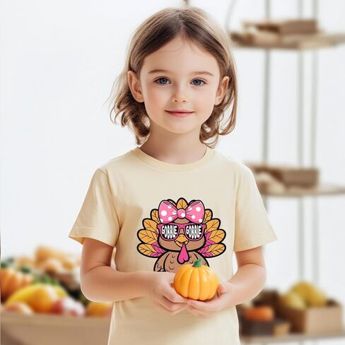 Thanksgiving Shirt for Boys Toddler Kids Funny Turkey Gobble Outfits Pumpkin Season Fall T-Shirt Tee 2-7 Years in Kuwait