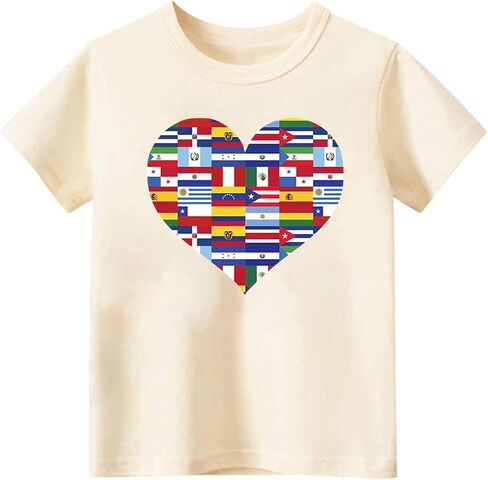 Kids Hispanic Heritage Month Shirt, Toddler Boys Girls Latino Countries Hispanic Flag T-Shirt Celebrate Gifts Tee Tops 2-8Y in Saudi Arabia