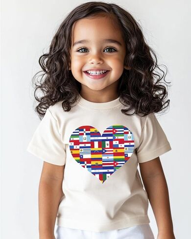 Kids Hispanic Heritage Month Shirt, Toddler Boys Girls Latino Countries Hispanic Flag T-Shirt Celebrate Gifts Tee Tops 2-8Y in Saudi Arabia