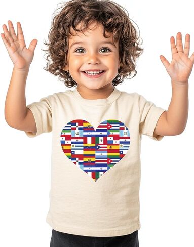 Kids Hispanic Heritage Month Shirt, Toddler Boys Girls Latino Countries Hispanic Flag T-Shirt Celebrate Gifts Tee Tops 2-8Y in Saudi Arabia