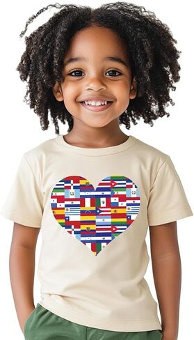 Kids Hispanic Heritage Month Shirt, Toddler Boys Girls Latino Countries Hispanic Flag T-Shirt Celebrate Gifts Tee Tops 2-8Y in Saudi Arabia