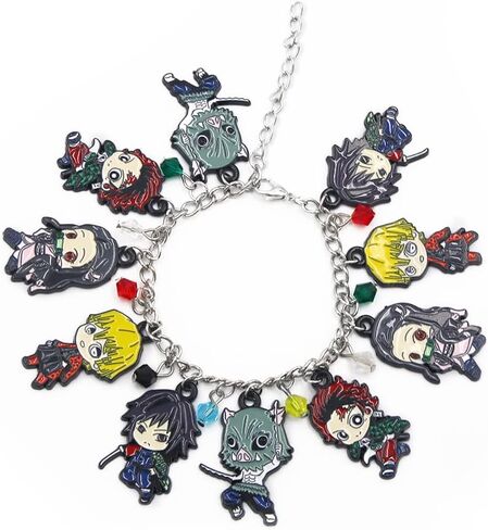 Songchangjewelry anime Chibi Charm Bracelet - ميزات Zenitsu Nezuko Tanjiro & More - هدية مروحة أنيمي للوزن أو ارتداء اليومية in Saudi Arabia