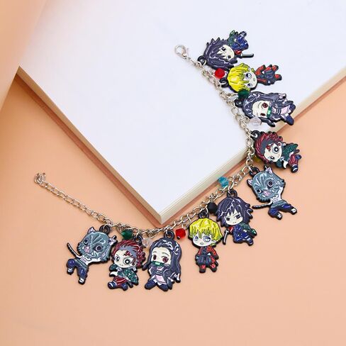 Songchangjewelry anime Chibi Charm Bracelet - ميزات Zenitsu Nezuko Tanjiro & More - هدية مروحة أنيمي للوزن أو ارتداء اليومية in Saudi Arabia