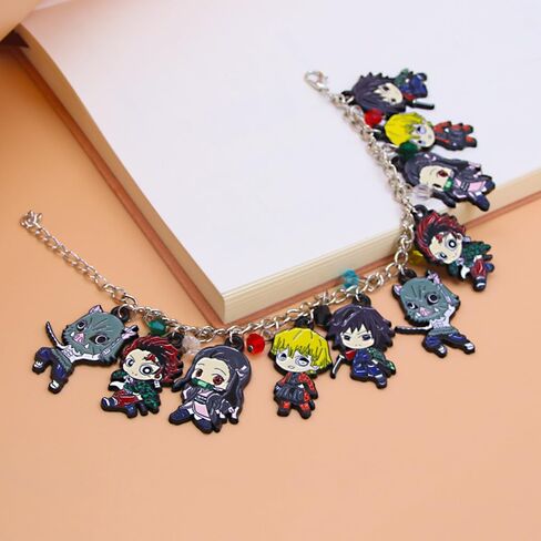 Songchangjewelry anime Chibi Charm Bracelet - ميزات Zenitsu Nezuko Tanjiro & More - هدية مروحة أنيمي للوزن أو ارتداء اليومية in Saudi Arabia