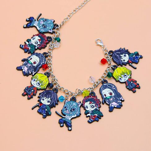 Songchangjewelry anime Chibi Charm Bracelet - ميزات Zenitsu Nezuko Tanjiro & More - هدية مروحة أنيمي للوزن أو ارتداء اليومية in Saudi Arabia