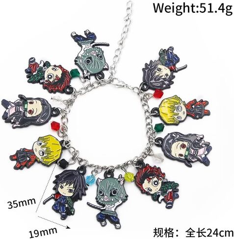 Songchangjewelry anime Chibi Charm Bracelet - ميزات Zenitsu Nezuko Tanjiro & More - هدية مروحة أنيمي للوزن أو ارتداء اليومية in Saudi Arabia