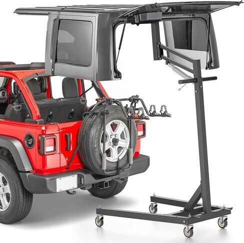 Hard Top Remover Rifty Storage System for 1976-2025 Jeep Wrangler JK JL YJ TJ JKU JLU Unlimited & 2021-2025 Ford Bronco （فقط 4 باب） ، وتركيب سريع واحد وإزالة السطح الصلب (الأسود) in Saudi Arabia
