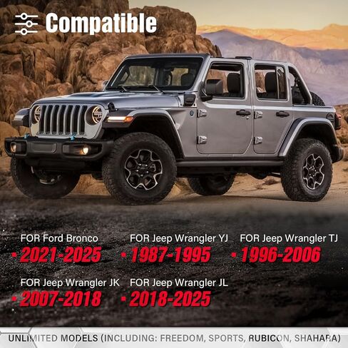 Hard Top Remover Rifty Storage System for 1976-2025 Jeep Wrangler JK JL YJ TJ JKU JLU Unlimited & 2021-2025 Ford Bronco （فقط 4 باب） ، وتركيب سريع واحد وإزالة السطح الصلب (الأسود) in Saudi Arabia