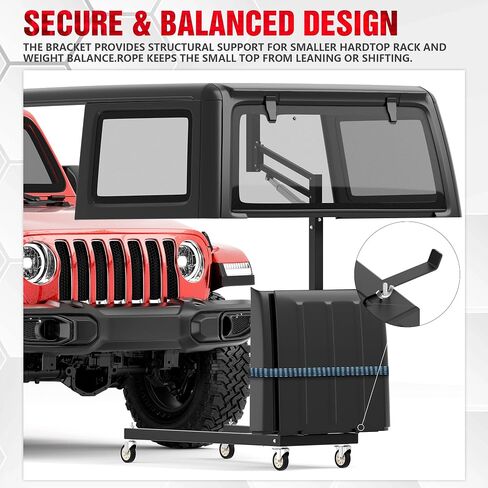 Hard Top Remover Rifty Storage System for 1976-2025 Jeep Wrangler JK JL YJ TJ JKU JLU Unlimited & 2021-2025 Ford Bronco （فقط 4 باب） ، وتركيب سريع واحد وإزالة السطح الصلب (الأسود) in Saudi Arabia
