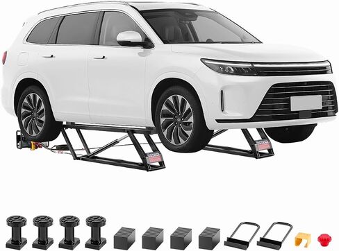 VEVOR Car Lift, 7000 lbs Capacity Car Lifts for Home Garage, 3-Level Adjustable with 29.4" Lift Height & Remote Control, Auto Lock Portable Car Lift with 4 Rubber Pads & 4 Lifting Columns in Saudi Arabia