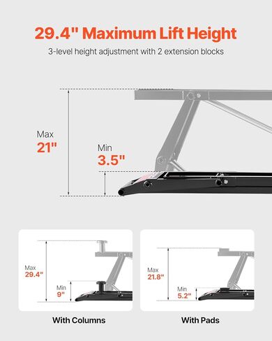 VEVOR Car Lift, 7000 lbs Capacity Car Lifts for Home Garage, 3-Level Adjustable with 29.4" Lift Height & Remote Control, Auto Lock Portable Car Lift with 4 Rubber Pads & 4 Lifting Columns in Saudi Arabia
