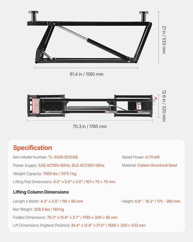 VEVOR Car Lift, 7000 lbs Capacity Car Lifts for Home Garage, 3-Level Adjustable with 29.4" Lift Height & Remote Control, Auto Lock Portable Car Lift with 4 Rubber Pads & 4 Lifting Columns in Saudi Arabia