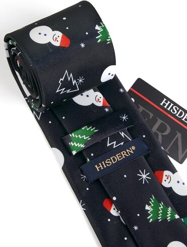 HISDERN Christmas Ties for Men Festival Xmas Silk Necktie Holiday Vocation Funny Tie Pocket Square Cufflinks Set in Saudi Arabia