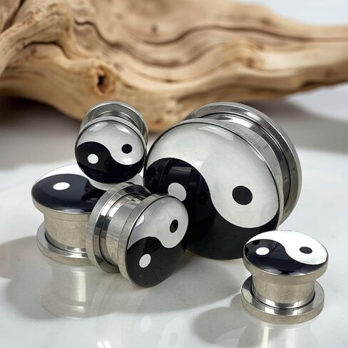 Pair of Screw on Yin Yang Picture Plugs (8g (3mm)) in Saudi Arabia
