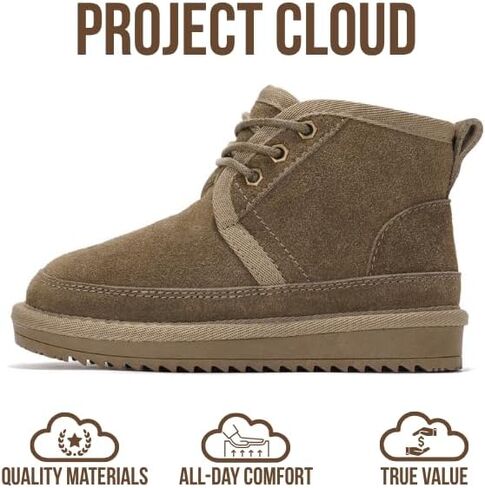 Project Cloud Cloud Leather Kids Boots - أحذية في الكاحل خفيفة الوزن من الفراء للبنات والفتيان مع نعل رغوة الذاكرة - أحذية الأطفال الشتوية غير المنقولة (نيفادا) in Saudi Arabia