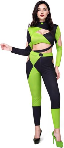 Spooktacular Creations Halloween Costumes for Women Adult, Villain Costumes for Women, Black Green Jumpsuit Bodysuit for Cos in Saudi Arabia