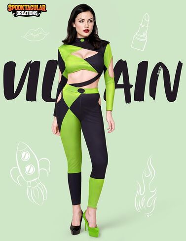 Spooktacular Creations Halloween Costumes for Women Adult, Villain Costumes for Women, Black Green Jumpsuit Bodysuit for Cos in Saudi Arabia