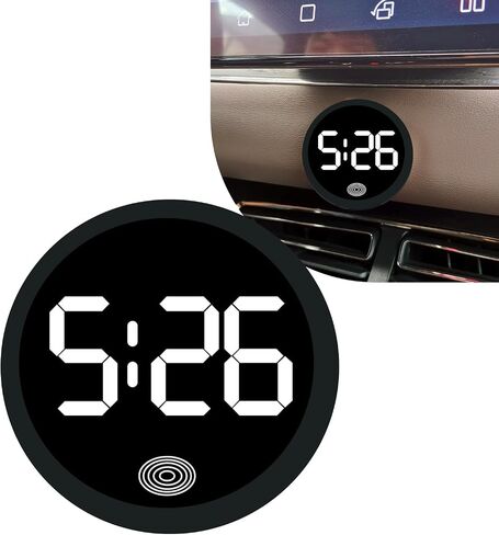 Digital Dashboard Car Clock, Touch-Sensitive Luminous LED High-Definition Time Display Clock, Alloy Anti-Rust Self-Adhesive Round Electronic Clocks, for Most Cars Home Office (Red) in Kuwait