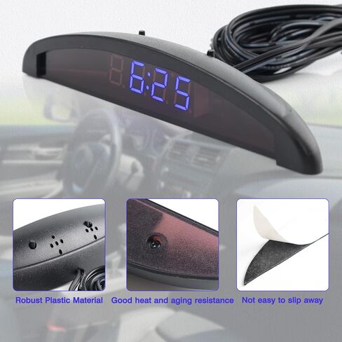 CAR Auto Digital LED الوقت الإلكترونية + مقياس حرارة + فولتميتر 3 في 1 12 فولت مع شاشة شاشة LCD للداخل الداخلي للسيارة in Saudi Arabia