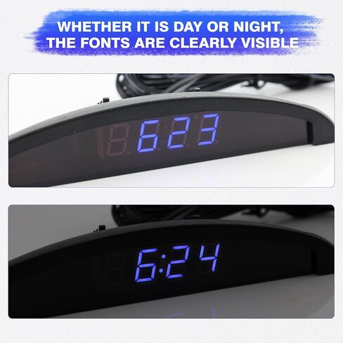 CAR Auto Digital LED الوقت الإلكترونية + مقياس حرارة + فولتميتر 3 في 1 12 فولت مع شاشة شاشة LCD للداخل الداخلي للسيارة in Saudi Arabia