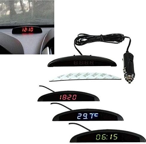 CAR Auto Digital LED الوقت الإلكترونية + مقياس حرارة + فولتميتر 3 في 1 12 فولت مع شاشة شاشة LCD للداخل الداخلي للسيارة in Saudi Arabia