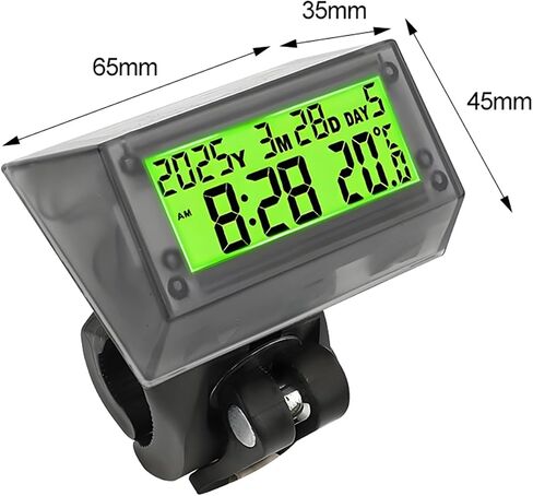 Solar Powered LCD Clock - Waterproof Shockproof Car Multifunctional Digital Clock with Time, Date, Week, Temperature,Handle Bracket for for Car Motorcycle Bicycle Green Light in Saudi Arabia