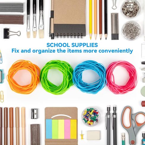 الأربطة المطاطية من Sukh - 200 قطعة متنوعة من الأربطة المطاطية شديدة التحمل، منتجات مكتبية، أربطة مطاطية ضخمة، أربطة مطاطية سميكة، مقاسات متنوعة، شريط مطاطي واسع للمكتب والمدرسة والمنزل in Kuwait