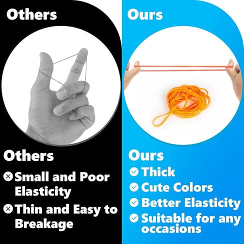 الأربطة المطاطية من Sukh - 200 قطعة متنوعة من الأربطة المطاطية شديدة التحمل، منتجات مكتبية، أربطة مطاطية ضخمة، أربطة مطاطية سميكة، مقاسات متنوعة، شريط مطاطي واسع للمكتب والمدرسة والمنزل in Kuwait