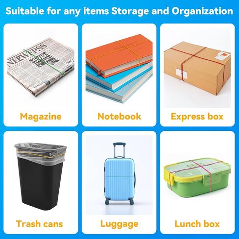 الأربطة المطاطية من Sukh - 200 قطعة متنوعة من الأربطة المطاطية شديدة التحمل، منتجات مكتبية، أربطة مطاطية ضخمة، أربطة مطاطية سميكة، مقاسات متنوعة، شريط مطاطي واسع للمكتب والمدرسة والمنزل in Kuwait