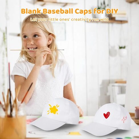 30 PCS DIY CAPS ، قبعات الطلاء البيضاء ، أغطية بوليستر قابلة للتعديل فارغة للصغار ، القبعات الرياضية في الهواء الطلق للمخيم ، أحداث المجموعة ، مشاريع الحرفية in Kuwait